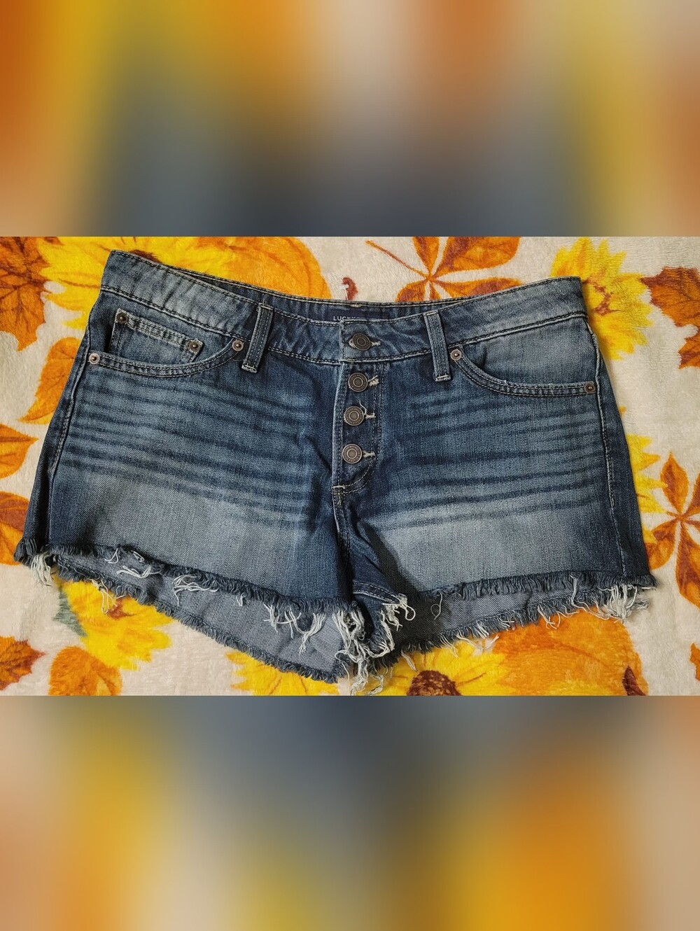 Lucky Brand Distressed Dark Blue Denim "The Cutoff" Shorts, Size 8/28. NWT